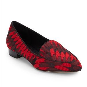 Alice + Olivia Red Melinda Cajun Jacquard Flats